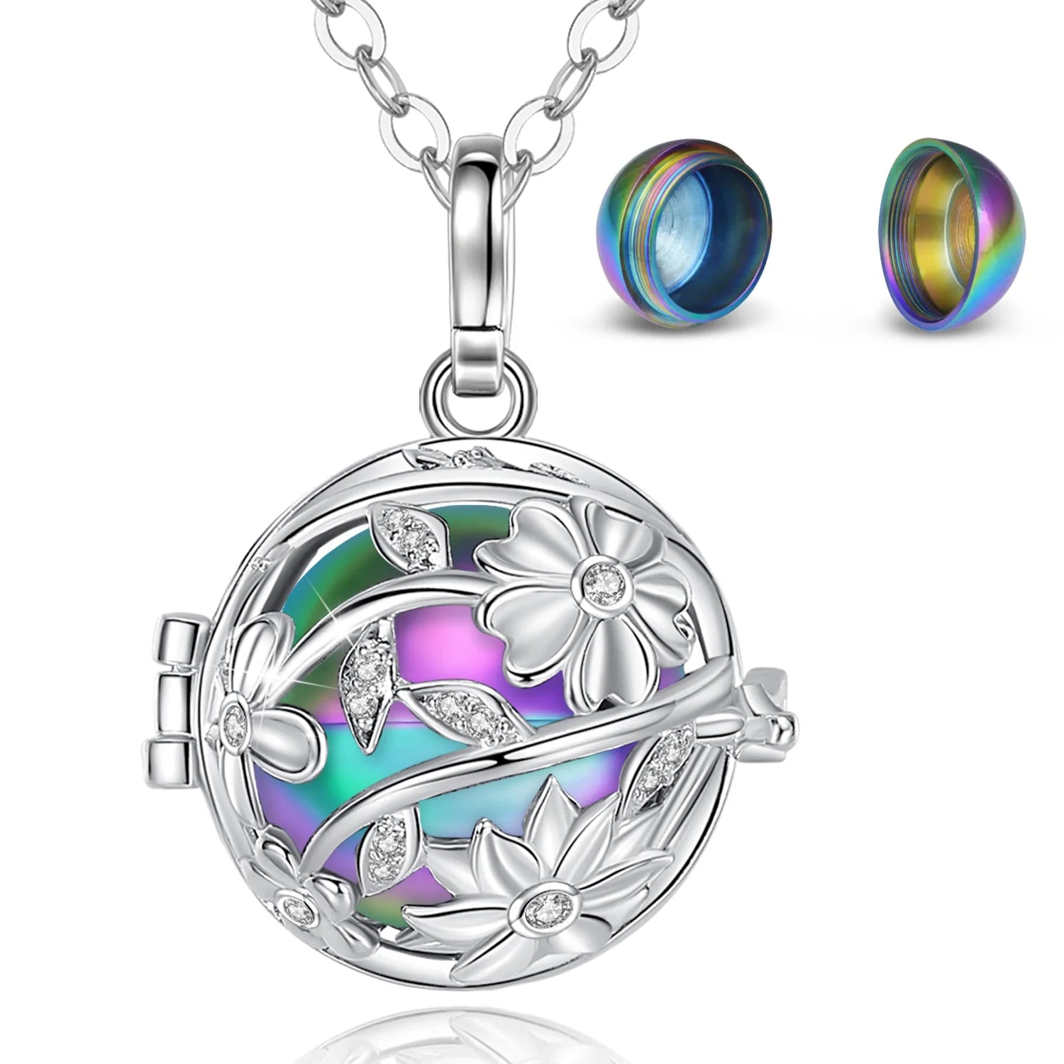 Merryshine Trendy Vintage Hollow Flower Keepsake Cremation Jewelry Memorial Locket Pendant Urn Necklaces for Ashes Wedding Party