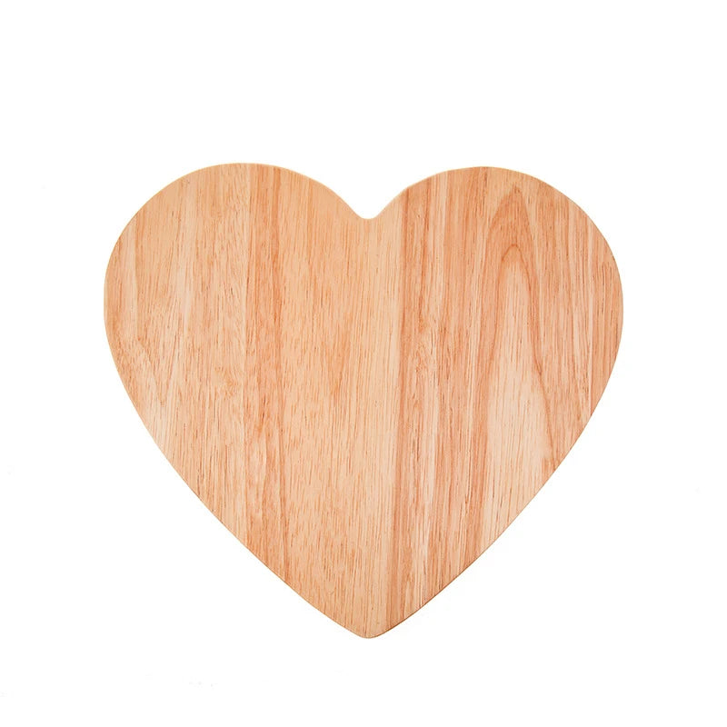 Heart-Shape Solid Wood Cutting Board Thickened Rubber Wood Baking Bread Board Customizable Home Chopping Tray