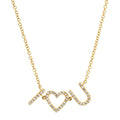Milskye Cute Jewelry Fine Fashion for Women 18k Plated Gold 925 Silver I LOVE U Diamond Necklace