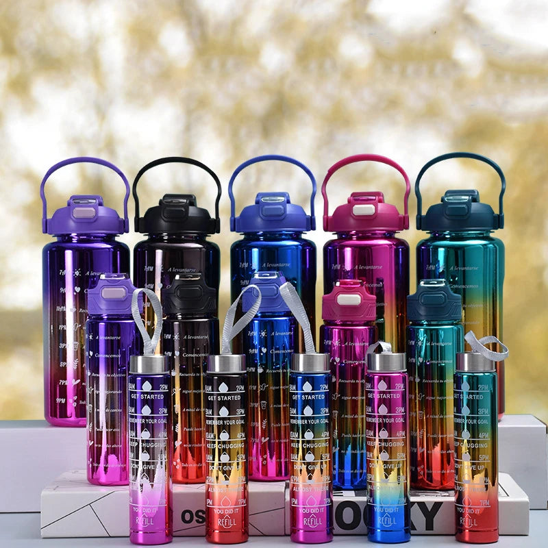 3 in 1 Customized Outdoor Sport Food Grade Plastic for Promotion Gradient Color Gym Water Drinking Bottle