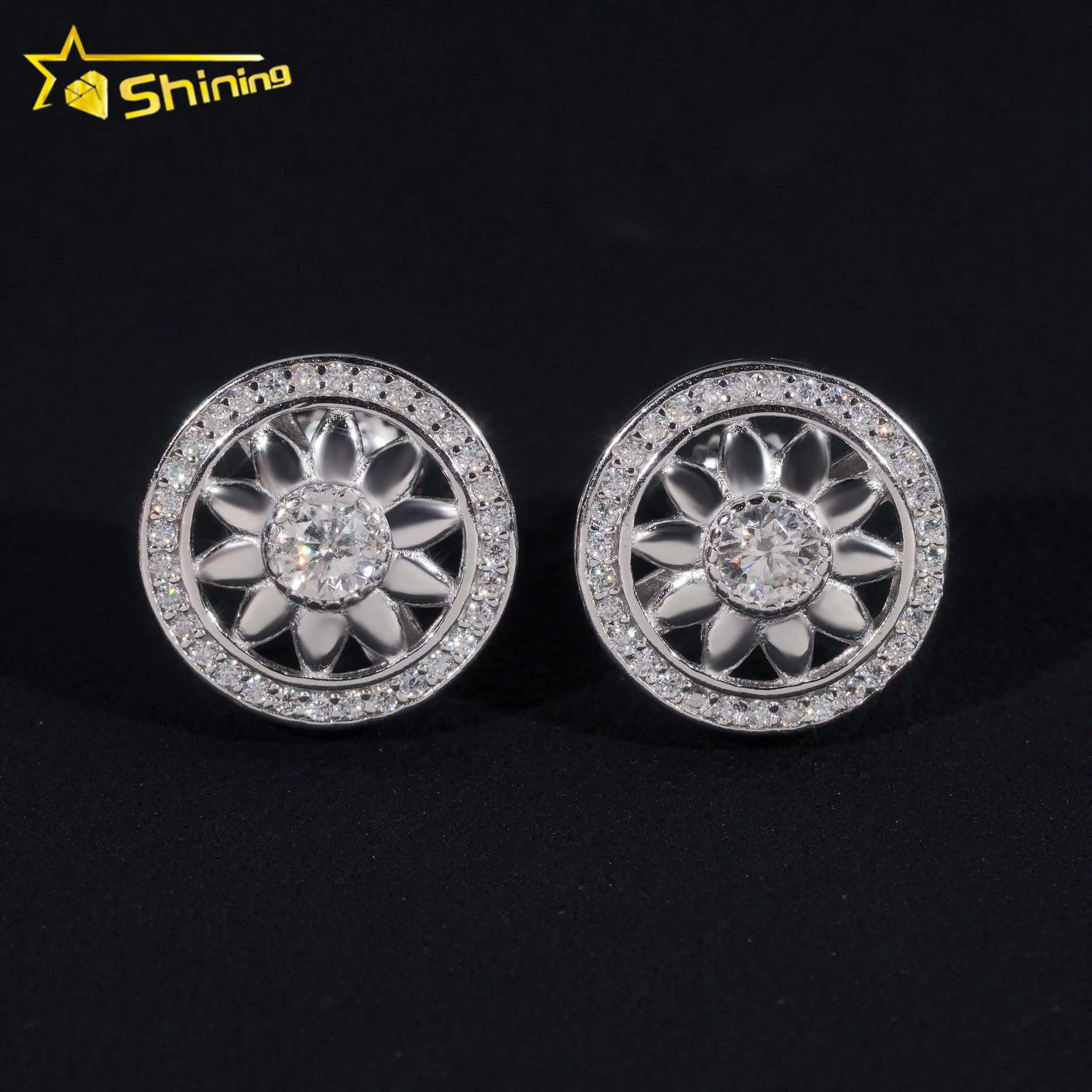 Promotion Price Pass Diamond Tester GRA Certified VVS Diamond Fully Iced Out Hip Hop 925 Silver Jewelry Moissanite Stud Earrings