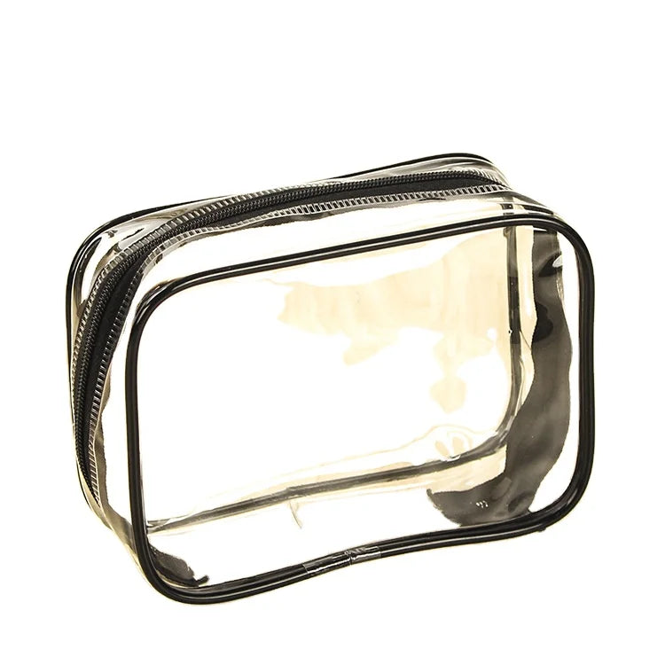 PVC Cosmetic Bag Zipper Hasp Closure Letter Pattern Large Water Resistant Durable Eco-Friendly OEM Customizable