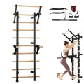 Multi Function Swedish Ladder Wooden Pull up Bar Wall Mounted With Horizontal Parallel Bars and Fitness Accessories