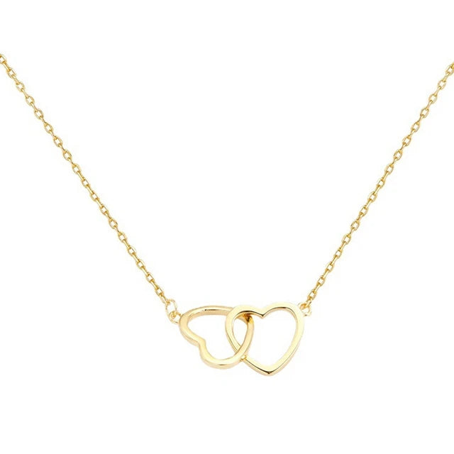 Rainbowking Women's Statement Necklace Personalized Heart Design with Zircon Sterling Silver Gold Plated Link Chain Jewelry