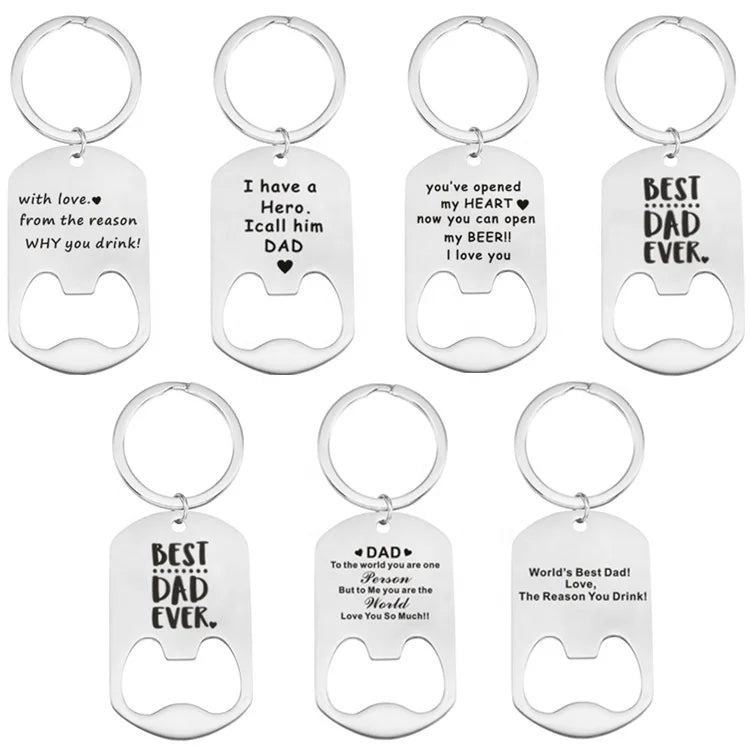 Custom Blank Stainless Steel Metal Bottle Opener Keychain Laser Engraved Sublimation Beer Bottle Opener for Father Day Gift