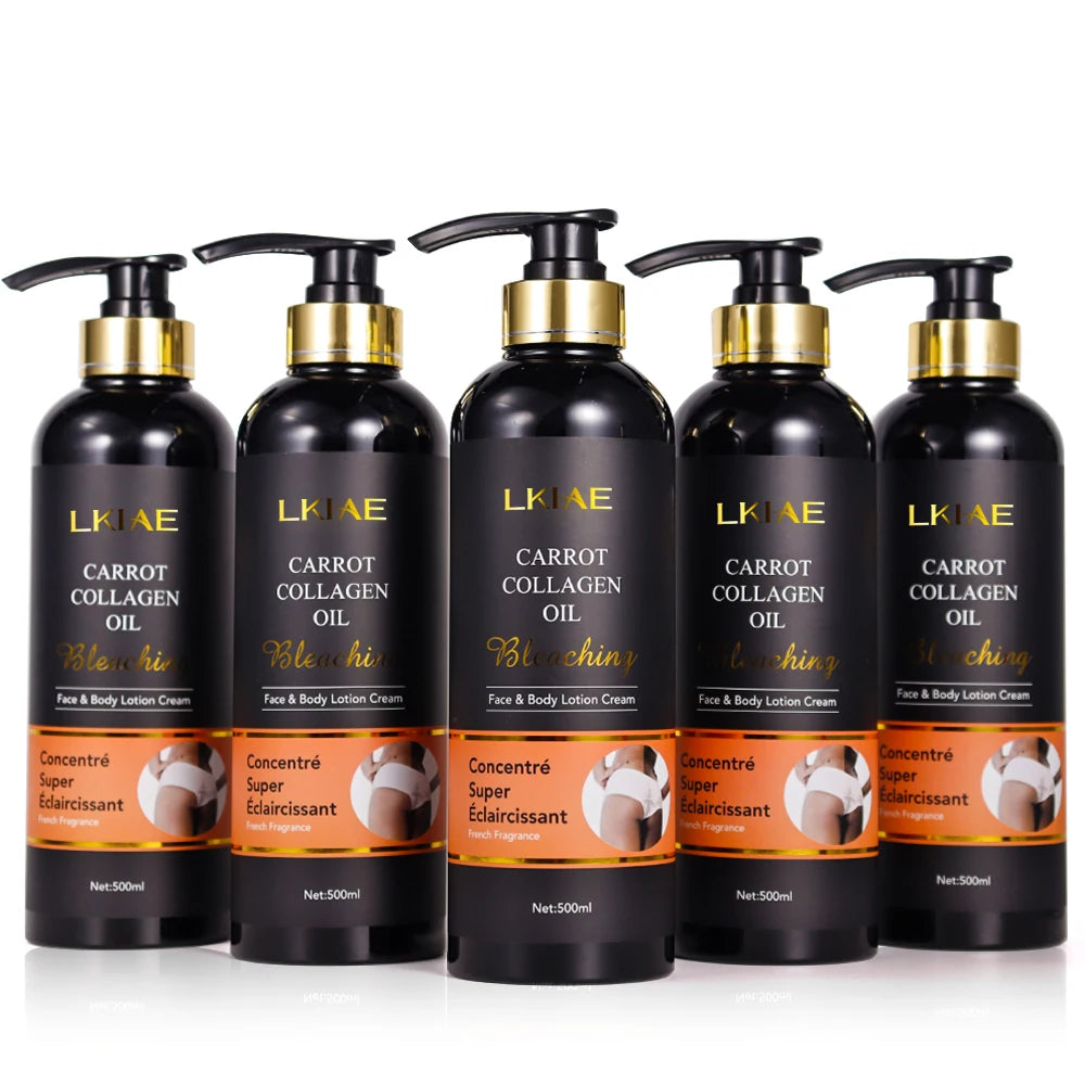 Collagen Carrot Oil Bleaching Vitamin E Moisturizing Glowing Skin Face Whitening Body Lotion for Dark Skin
