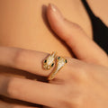Hot Selling Trendy Personality Double-Headed Snake Unique Design Beautiful Zircon Ring for Women