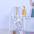 Customized Transparent PVC Dazzle Fish Scale Tote Wedding Gift Bag Reusable Beach Shopping Bag