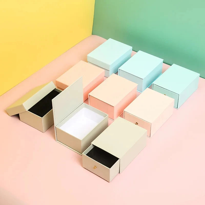 Drawer Sliding White Cardboard Paper White Cardboard Jewelry Paper Boxes With Logo Printing