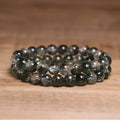 Natural Green Phantom Crystal Beaded Bracelet Ghost Quartz Healing Energy Bracelet for Men Women Elastic Yoga Meditation Bead