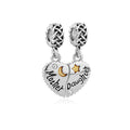 Engraved Custom 925 Sterling Silver Charms Mother Daughter a Pair Heart Puzzle Charms Beads for Bracelet for Mother's Day