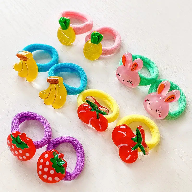 High Elastic Headband Small Rubber Band 6 Colors Hair Ties Set for Kids