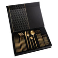 Stainless Steel 304 Set Matte Silver Spoon Fork Knife Cutlery 18/10 Golden Ware Titanium Flatware MegaBDM