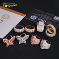 Wholesale Mixed Design Pass Diamonds Tester Moissanite VVS  Hiphip Ring Gold Plated S925 Hot Sale Cheap Price Rings Fine Jewelry