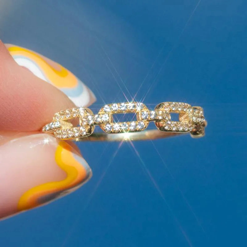 Elegant Gold Plated Brass Fine Jewelry Ring Wholesale Valentine's Day Gift for Women for Weddings and Engagements