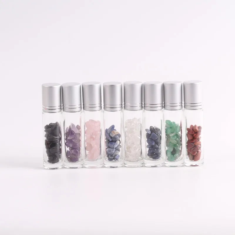 Wholesale Customized Double Head Handheld Massage Tools Essential Oil Bottled Jade Roller Massage Crystal Face Massager Bottle