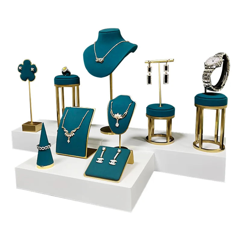 New Fashion Custom Multicolor Jewelry Display Props Necklace Ring Metal Jewelry Display Set