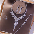 SHT043 Wholesale Fashion Bridal Jewelry Set Rhinestones Necklace Earrings Bracelet Ring Set Wedding Jewelry Sets