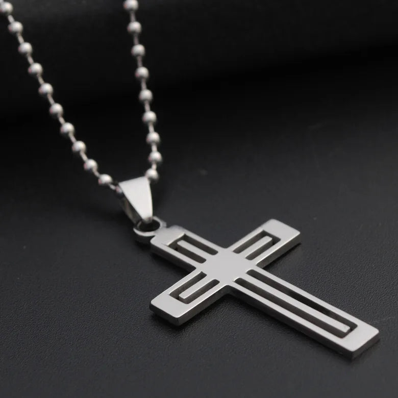 Customized Sliced Stainless Steel Cross Pendant Necklace Chain SCP042