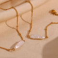 Dreamshow Pearl Jewelry Baroque Pearls Necklace and Bracelet Set 18k Gold Plated Stainless Steel Pendant Necklace