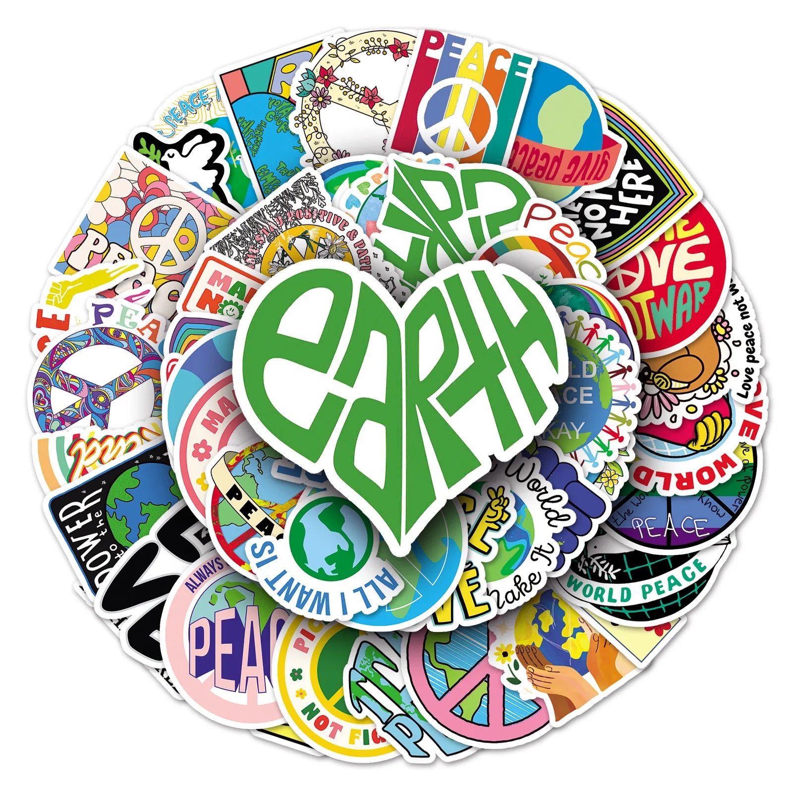 50PCS Cartoon cute hip hop trend love world peace hippie love and peace sticker