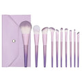 New 10  purple makeup brush set soft hair loose powder eyeshadow brush beginner ABS makeup brush set with bag