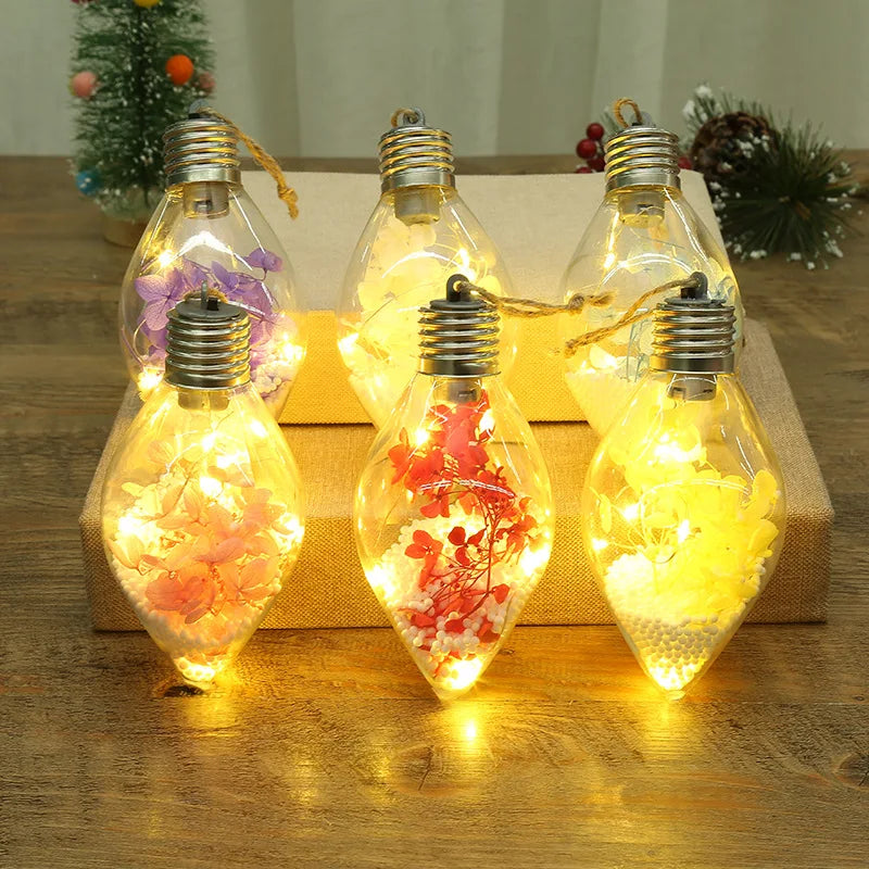Transparent Plastic LED Lights Christmas Ball DIY Party Supplies Christmas Tree Ornaments