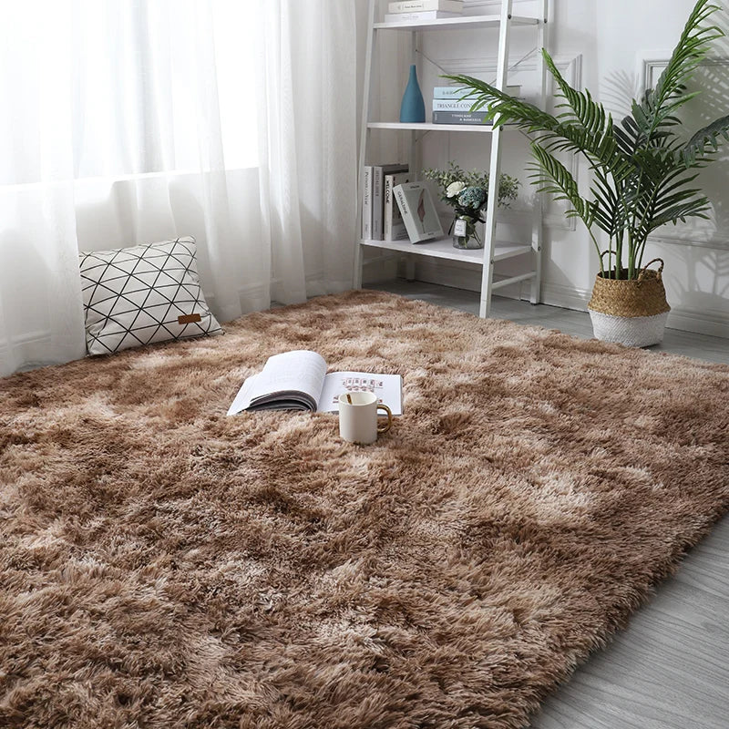 Live Room Carpet Rug Large Luxurious Fluffy Shaggy Brown Carpets and Rugs