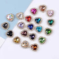 JFS002 8mm10mm12mm Heart Shapre Gemstones With Crystal Buckle Metal Claw Shape Fancy Stone DIY Sew on Stones Crystal for Crafts