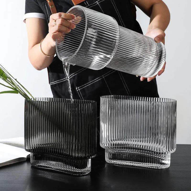 European-style Transparent Glass Vase High-quality Water-raised Flower Vase Living Room Tabletop Flower Arrangement Glass Vase