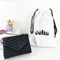 Large Custom Logo Printed Twill Cotton Drawstring Clothes Dress Hat Purse Packaging Bag White Bags