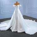 RSM222169 New Arrival Mermaid White Lace Strapless Detachable Cape Elegant Wedding Dress