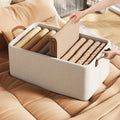 Large Capacity Washable Cotton Linen Storage Box Foldable Rectangular Fabric Clothes Basket