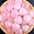 HZ 30mm Natural Pink Crystal Heart Inspiration Stone Red Jasper Wishing Stone with Engraving Inspirational Rose Quartz Hearts