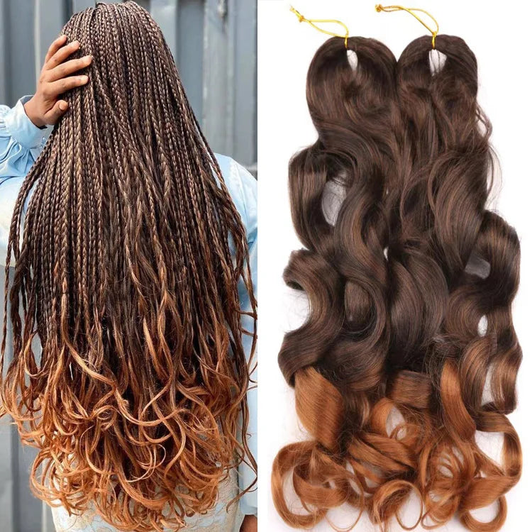 Wholesale 150g 24inch French Curl High Temperature Synthetic Dyed Braiding Hair Pony Style Spiral Single Weft Customizable