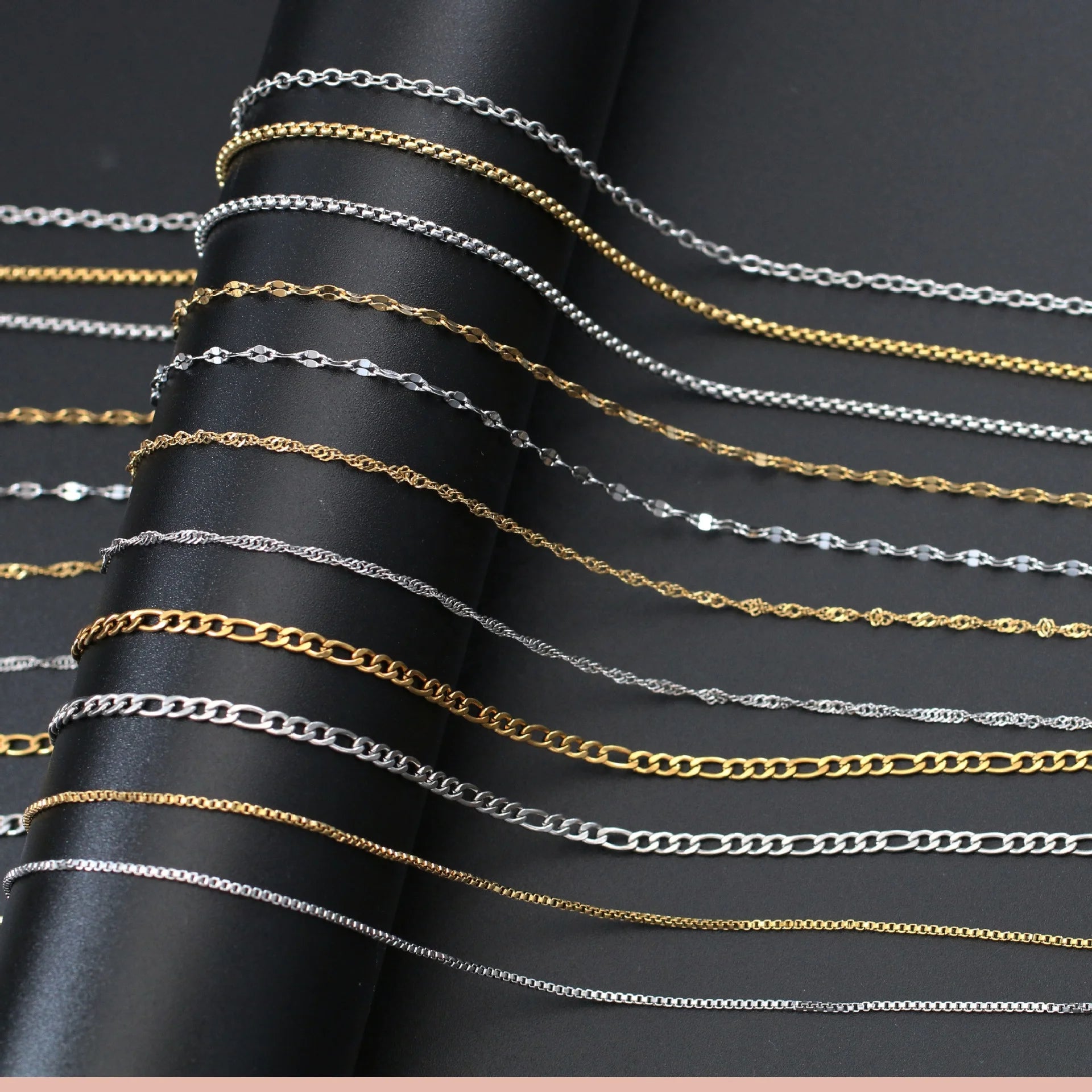 Minimalist Stainless Steel Jewelry 3:1 NK Figaro Chain Box Square Pearl  Lip  Twist Chain Necklace Accessories