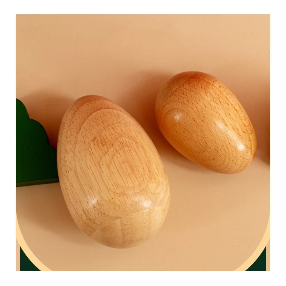 JELO GB-E-L Set 2 Natural Finish Wooden Egg Shakers High Quality Musical Percussion Instruments Toddler Toys Gift Wooden Eggs