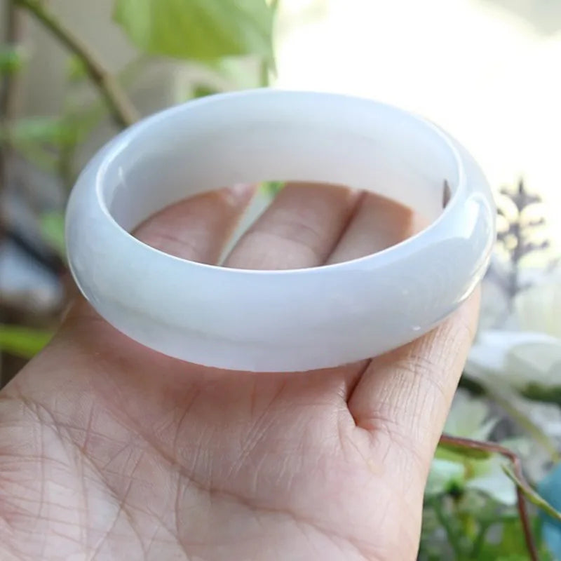 Natural With Certificate Myanmar Jadeite Jade White Jade Bracelet Bangle Gemstone Pure Flower Natural Jade Bracelet Bangles