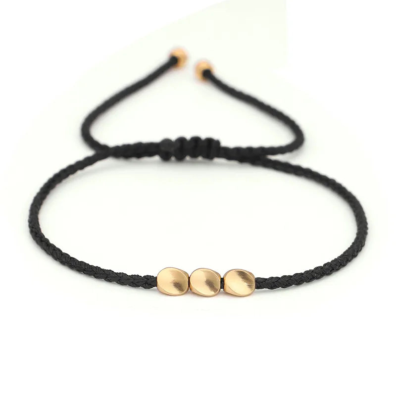 Bohemia Irregular Copper Beads Gold Plated Trendy Handmade Adjustable Bracelet Bangle Men's Jewelry KiKi Anniversary Nature