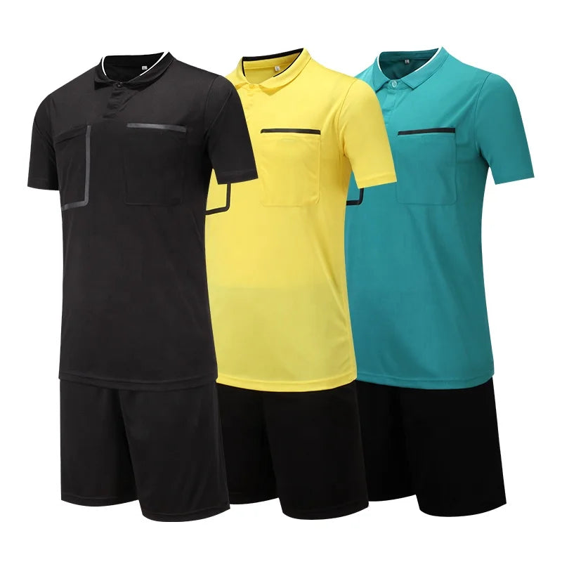 Men's Customizable Football Referee Jersey  Short Sleeves With Sublimation Technique Name Printing for Adults Training