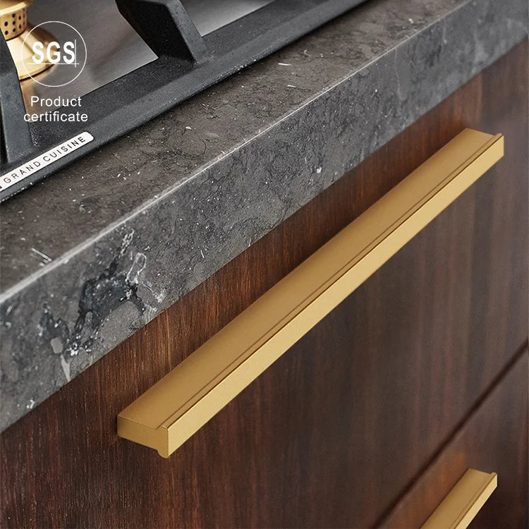 Simple Design Modern Black Long Aluminum Profile Furniture Handles for Wardrobe Cabinet Dresser Drawer-Kitchen & Living Room Use