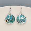 Sterling Silver Plated Teardrop Women Genuine Turquoise Hoop Earrings Natural Drop Turquoise Earring for Women 2023