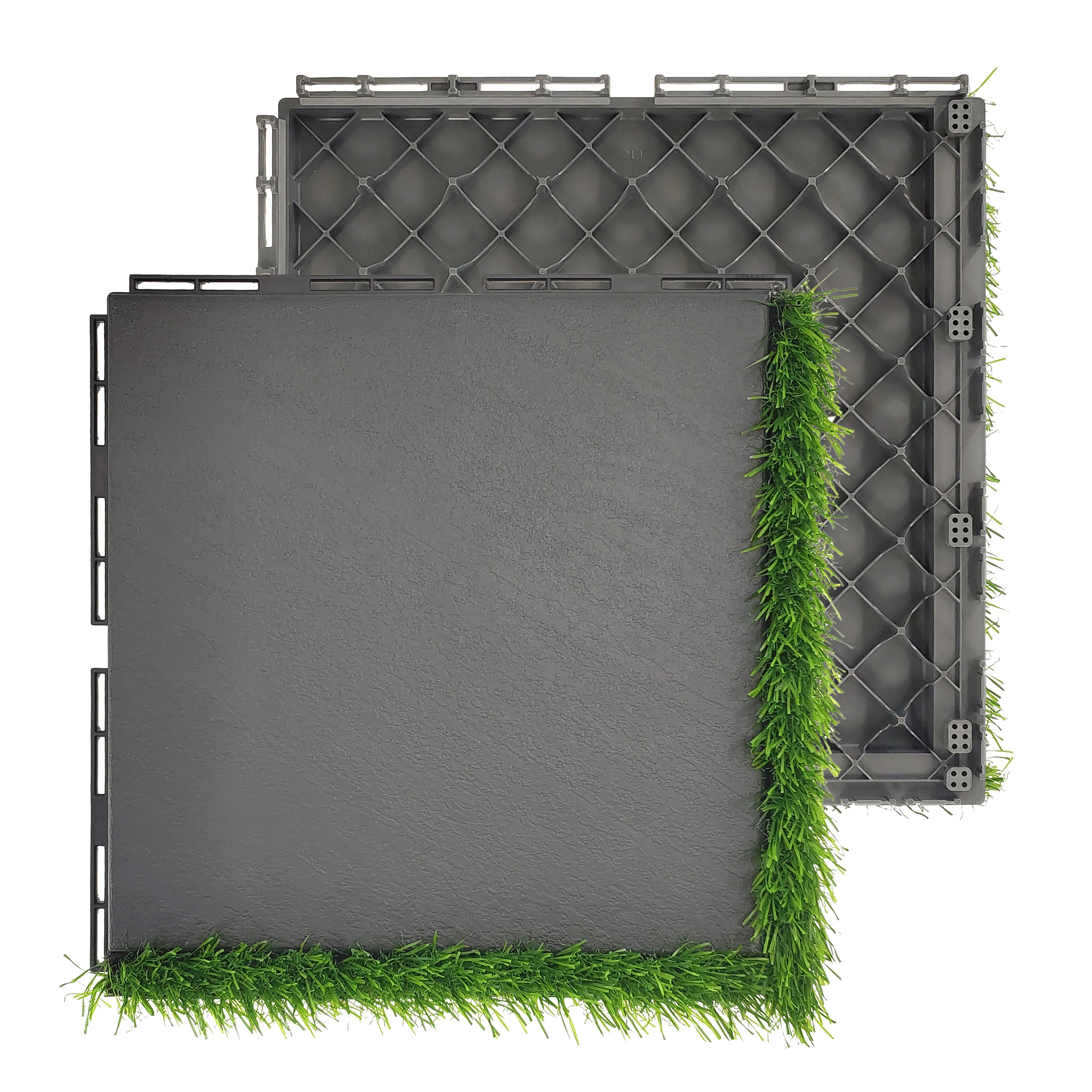 Patent PB-213 Modern Square Waterproof Plastic Grass Deck Tile-Eco-Friendly Anti-Slip Weather Resistant Outdoor Patio Garden