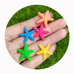 100Pcs/Lot New Fashion Ocean Sea Theme Animals Resin Flatback Cabochons Colorful Starfish Crafts for DIY Decoration Accessories