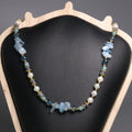 Semi-precious Gemstone Choker Natural Aquamarine Beaded Necklace Baroque Pearls 18K Gold Stainless Steel Jewelry for Women Gift