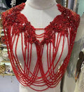 Luxury Shiny Neckline Beaded Fringe Rhinestone Crystal Applique Handmade DIY Craft LT3431