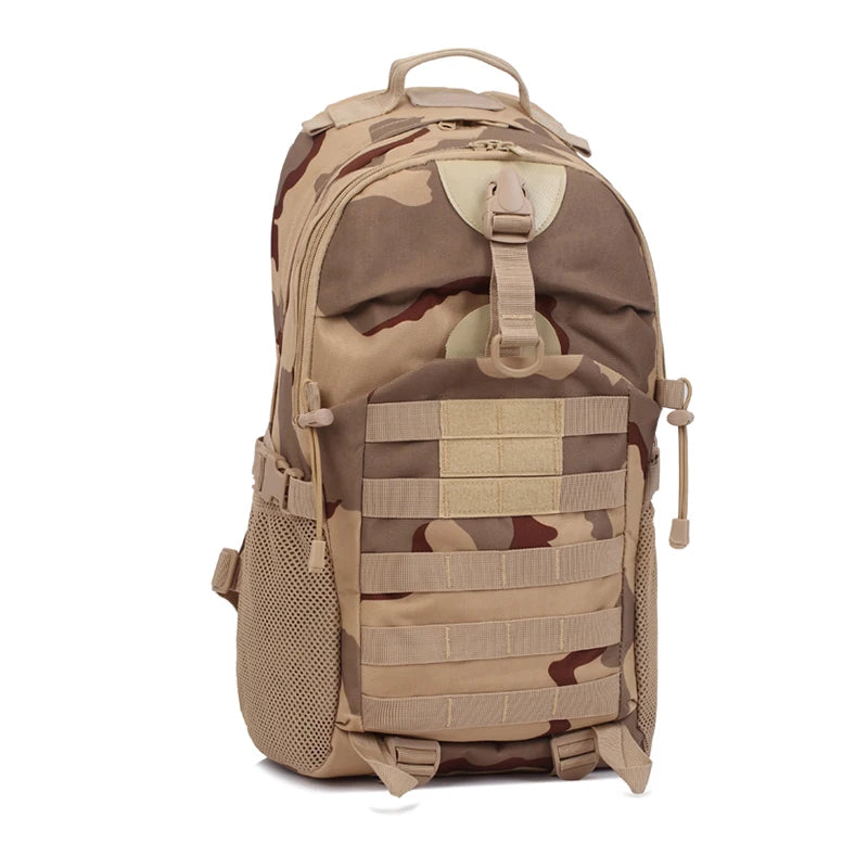 Unisex Vintage Style Tactical Hiking Backpack with Geometric Pattern Zipper Closure Mesh & Polyester Lining for Day Use