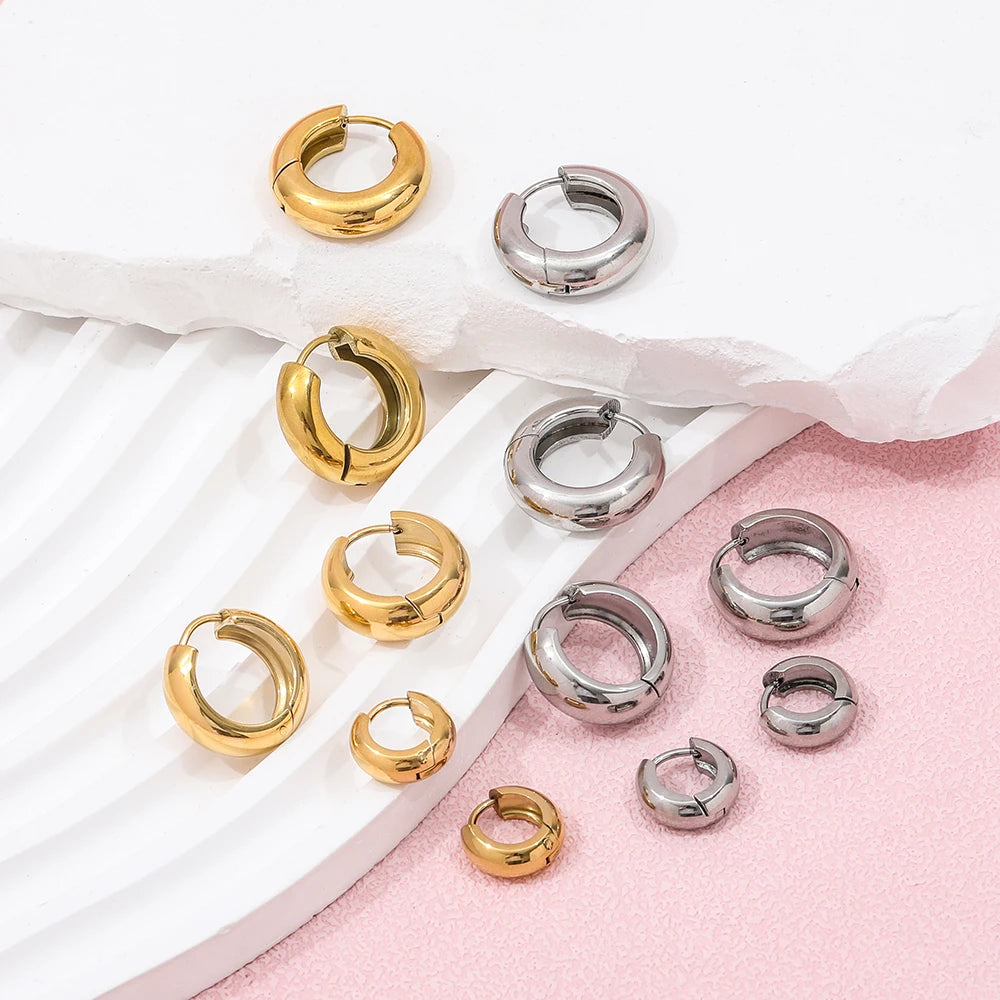 Fenny Waterproof & Tarnish Free Minimalist New Small Circle Huggie Earring for Women Wholesale Stainless Steel Ladies Jewelry