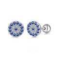 Hainon 925 Sterling Silver Devil's Eye Earrings Round Beads Screw Clasp Ear Plugs Earring