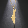 18K Gold Plated Palestine Map Pendant Manufacturer Stainless Steel Link Chain Necklace Silver Plated with Charm